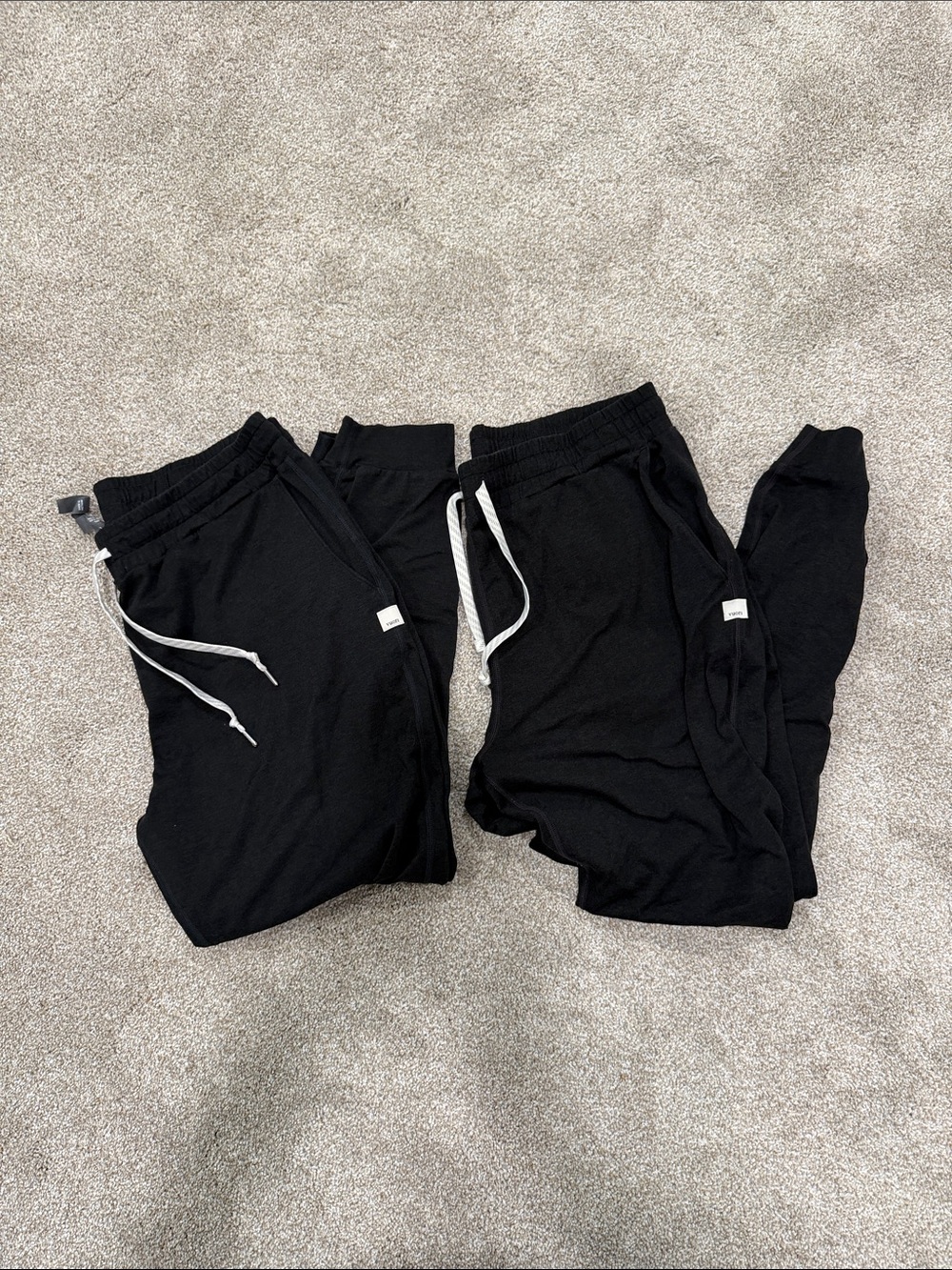 Vuori women’s charcoal  Black Jogger Sweatpants with White Drawstring- 2 pair